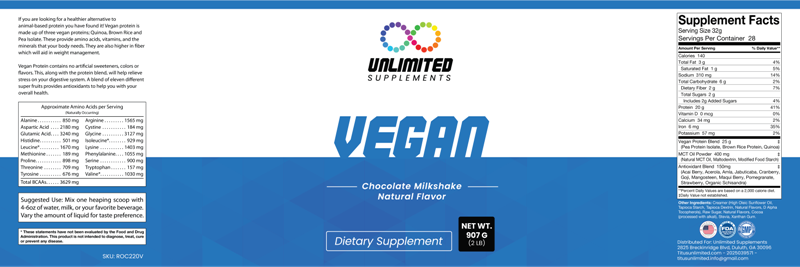 2lb Vegan Protein (Chocolate or Vanilla)