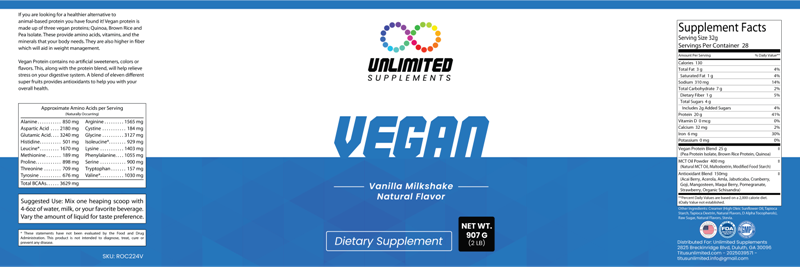 2lb Vegan Protein (Chocolate or Vanilla)