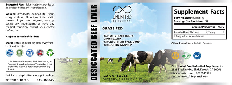 Grass Fed Beef Organ and Liver Capsules