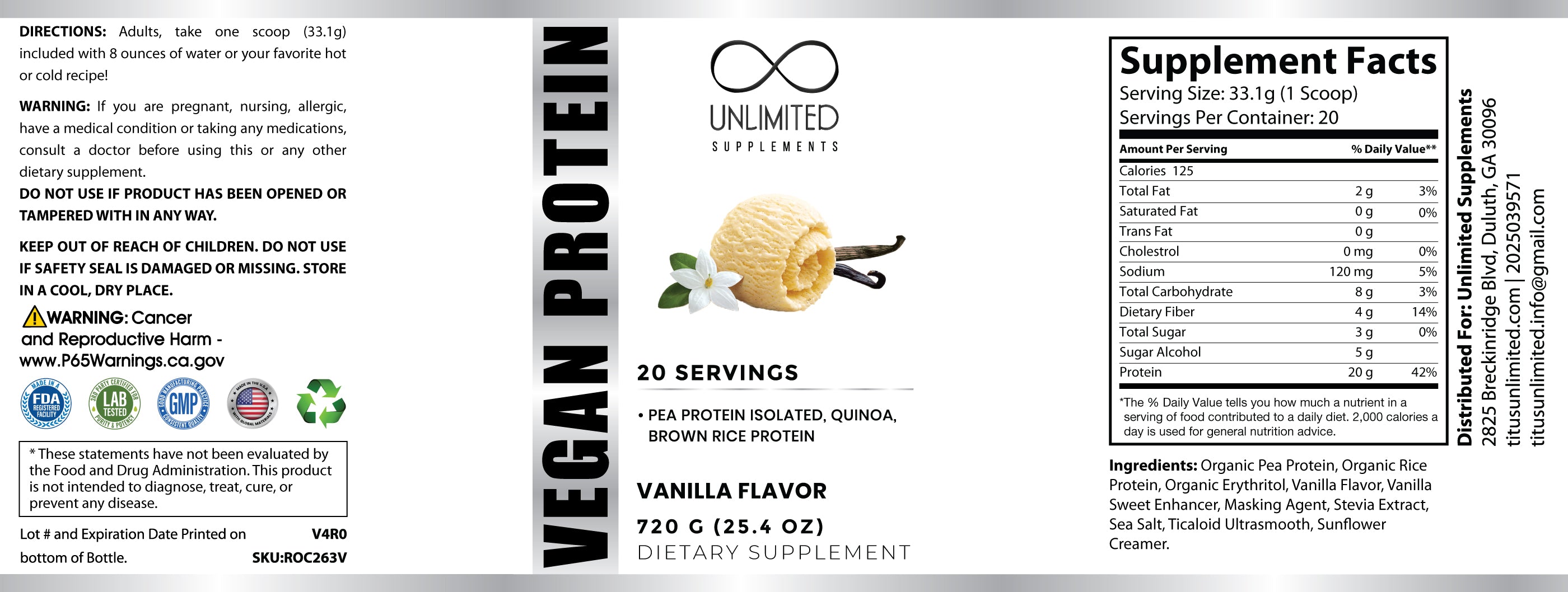 1.5lbs Vegan Protein (Chocolate or Vanilla)