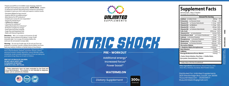 Nitric Shock Pre-Workout (Watermelon)